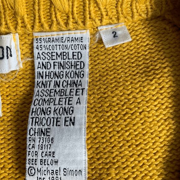 Vintage 90s Michael Simon Henri Bendel Yellow Beaded Abstract Cardigan Large - Picture 10 of 15